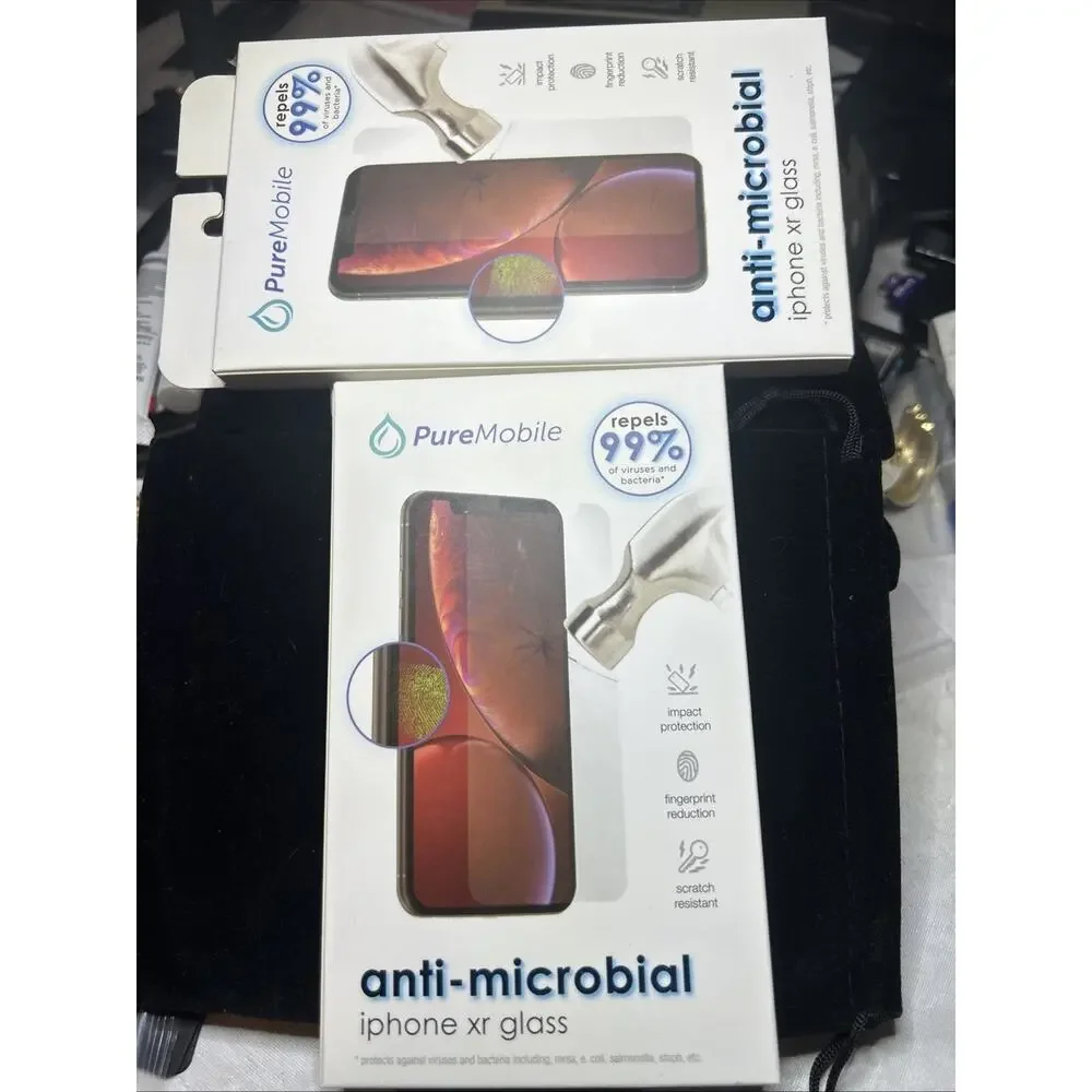 Vivitar PureMobile Anti‑Microbial iPhone XR Glass Screen Protectors NIB 2